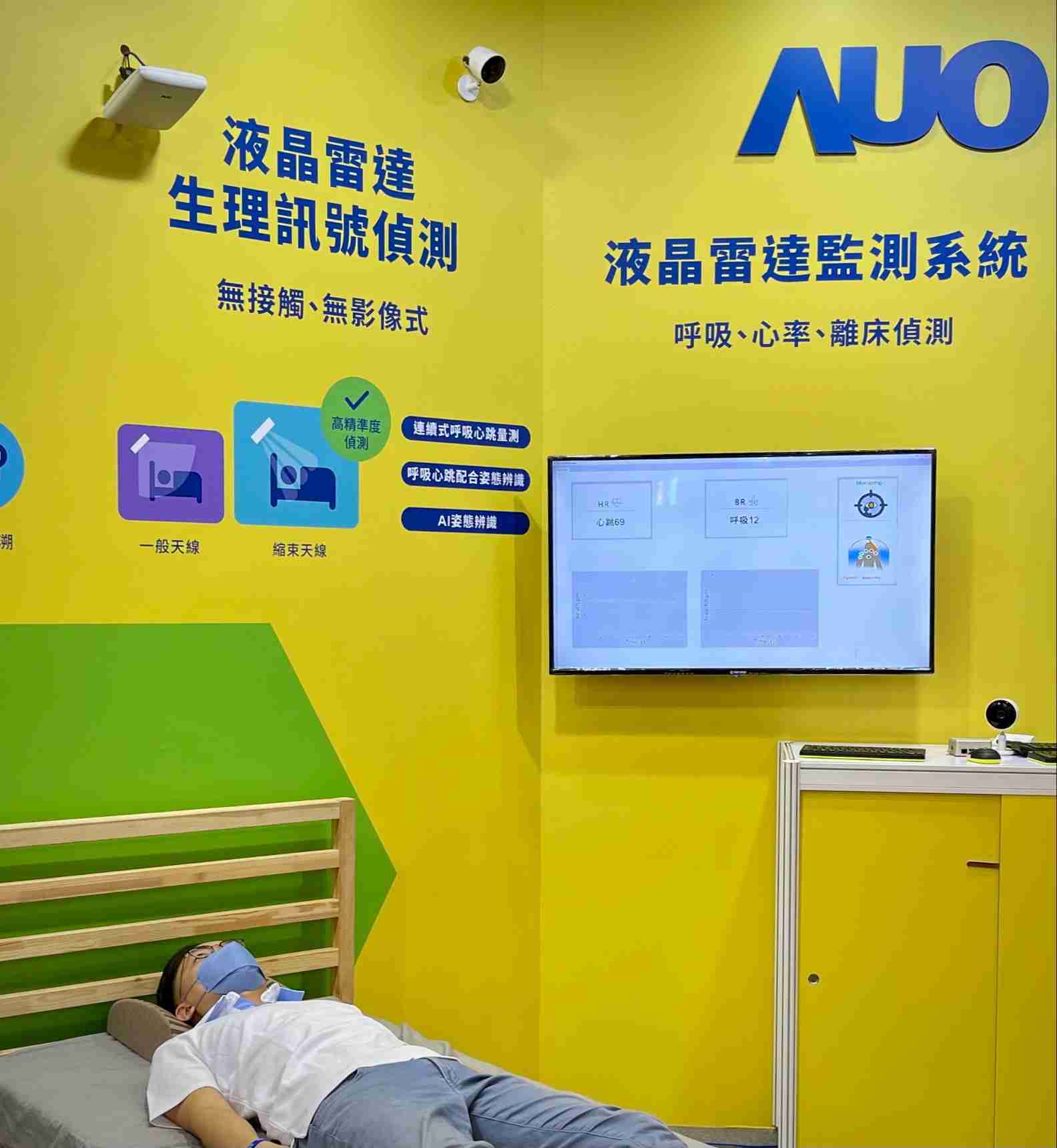 糖果派对颐康「无接触生理监测雷达」，，，免除传统线路与贴片束缚，，，精准侦测呼吸、、、心跳等重要生理讯号